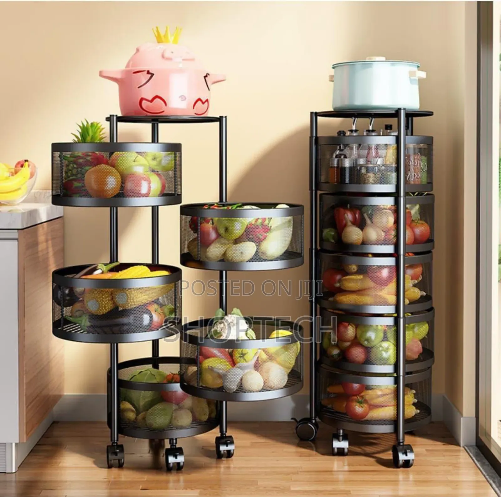 Round Fruit Rack With Wheels