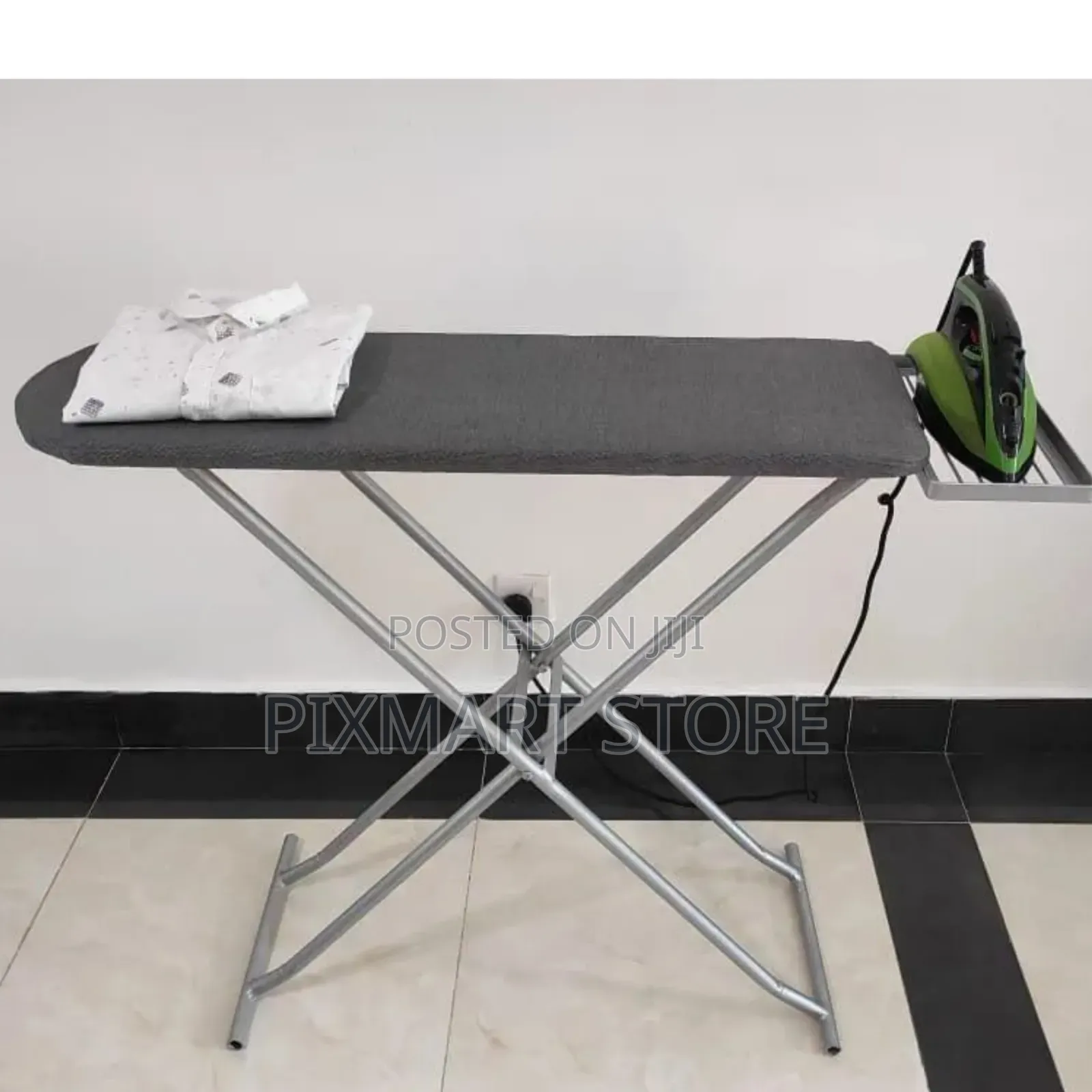 Sturdy Metallic Ironing Board With Adjustable Height Durable Top