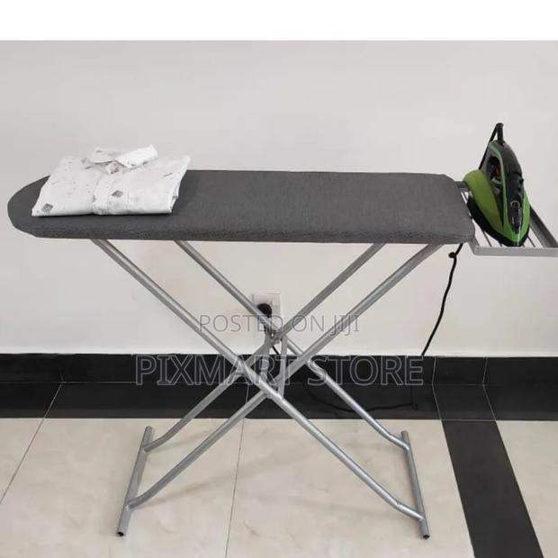 Sturdy Metallic Ironing Board With Adjustable Height Durable Top - main view