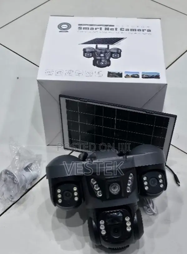 V380 Triple Lens Wifi Solar PTZ Camera Two Way Audio,Motion Tracking