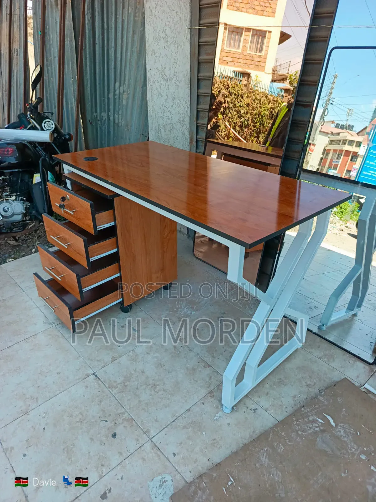 140cm Office Table (Double Stands) +Pedestal Drawers