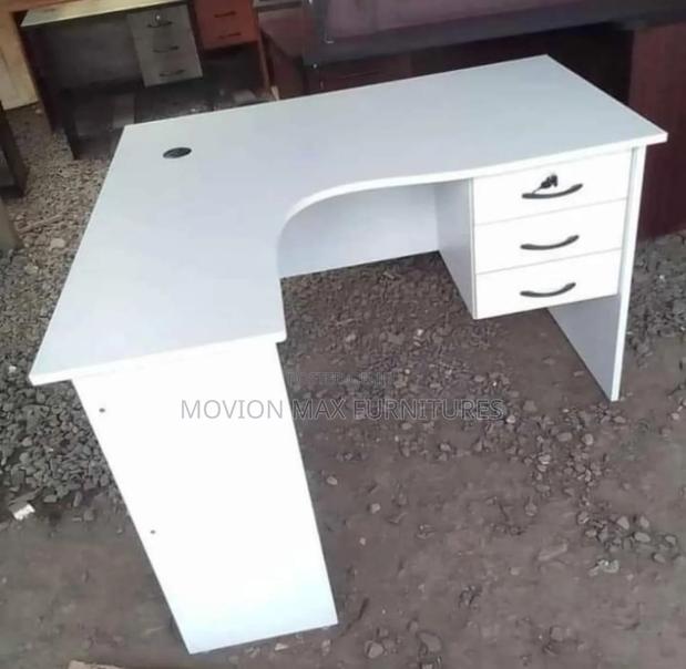 Allwhite Office Lshape Office Desk - main view