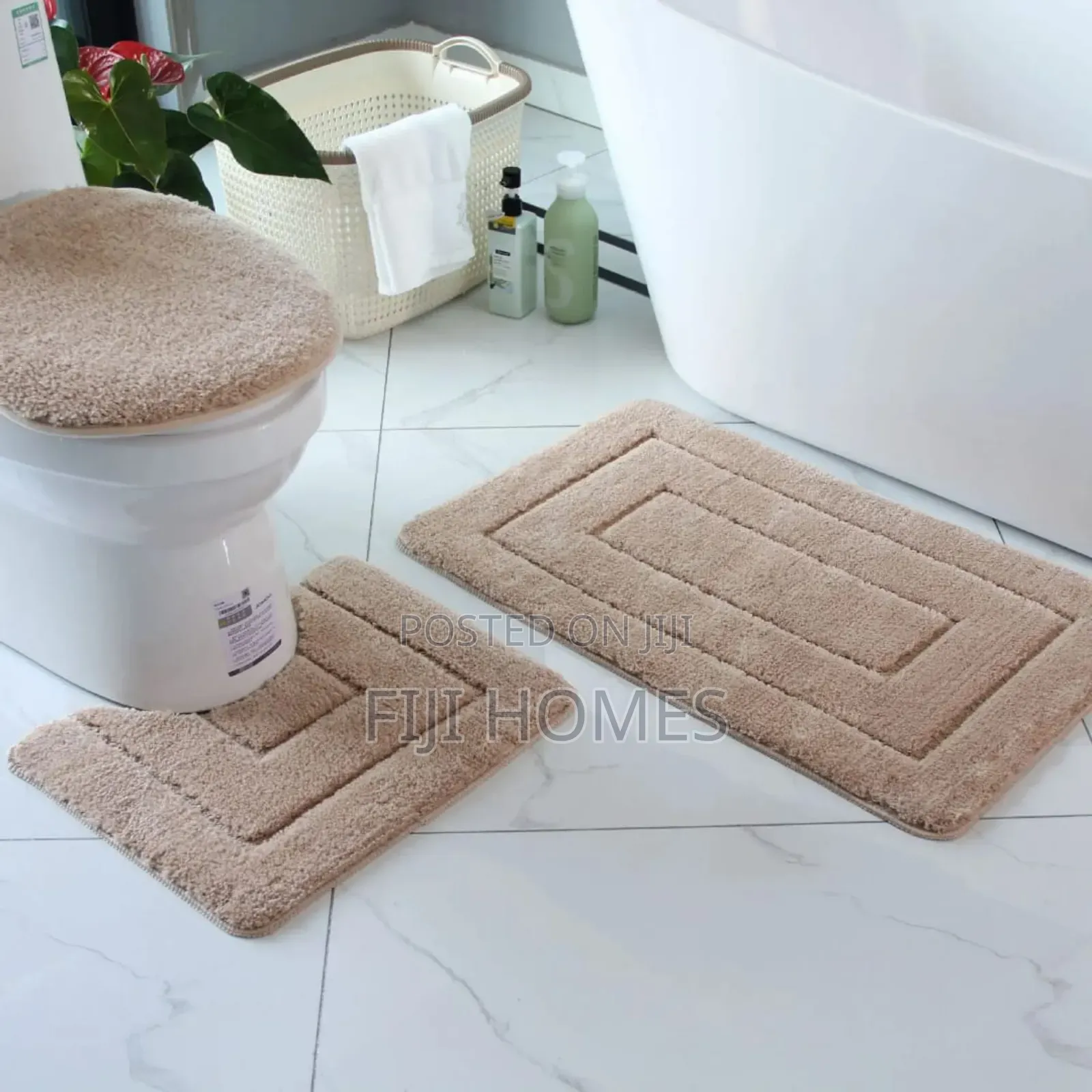 3-Piece Bathroom Absorbent Mat Set | Non-Slip Rubber Backing
