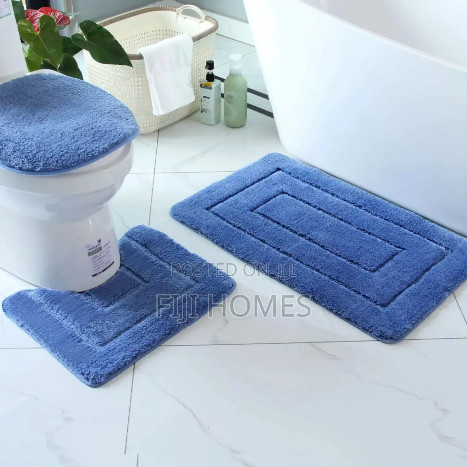 3-Piece Bathroom Absorbent Mat Set | Non-Slip Rubber Backing