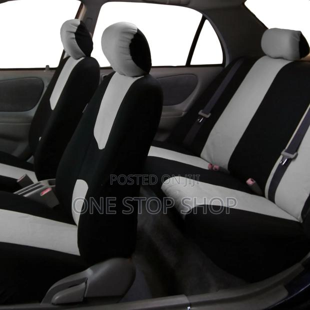 5 Seater Grey Black Seat Cover With Steering Cover and Headrest Covers