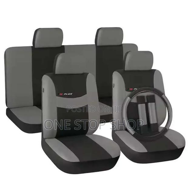 Grey Black Sport Car Interior Fabric Seat Cover Set