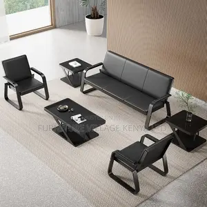 Office Sofa; Black 5-seater Office Sofa Set