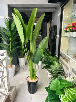180 Cm Artificial Banana Plant With Decorative Plastic Vase Pebbles
