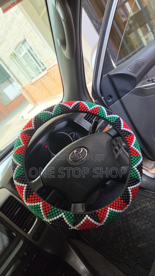 Hand Made Nonslip Beaded Steering Wheel Cover - main view