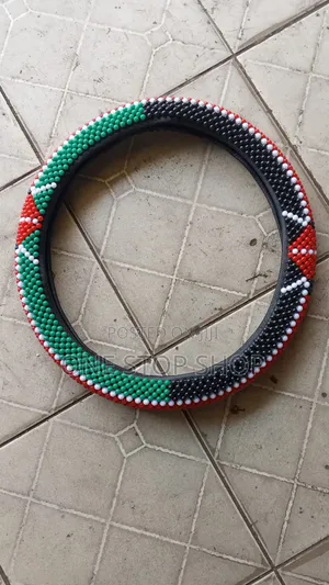 38cm Stylish Kenyan Flag Color Beaded Steering Wheel Cover