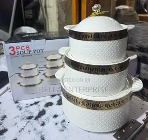 3 PCS Ceramic Soup Pots 3.5 LTRS 2 5 and 1.5 LTRS