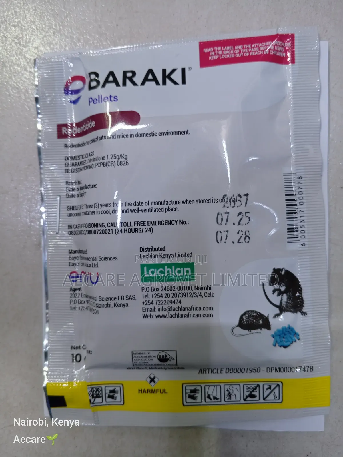 Baraki Rat and Mice Pellets Bait Rodenticide 10grams