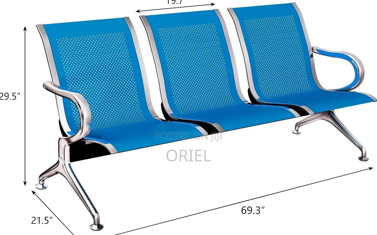 Office Benches; Industrial-Grade 3-Seater Office Metal Bench