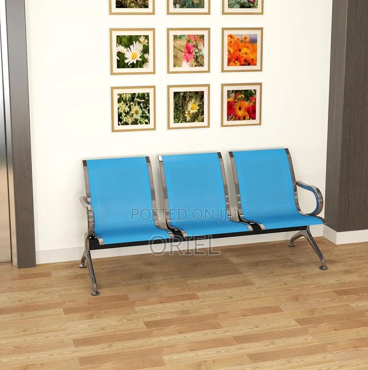Office Benches; Industrial-Grade 3-Seater Office Metal Bench