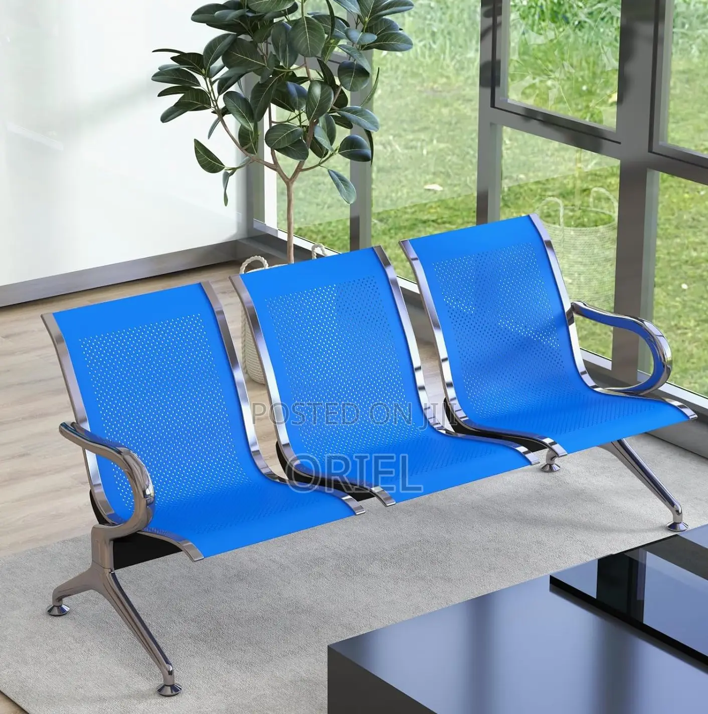Office Benches; Industrial-Grade 3-Seater Office Metal Bench