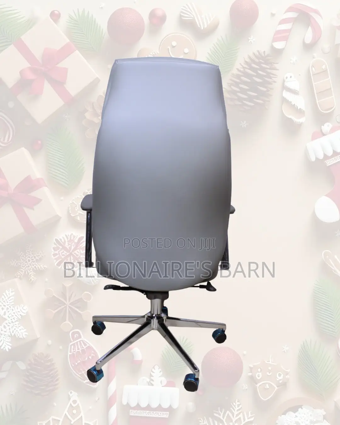 Grey High-Back Executive Leather Chair | Chrome Base Stability