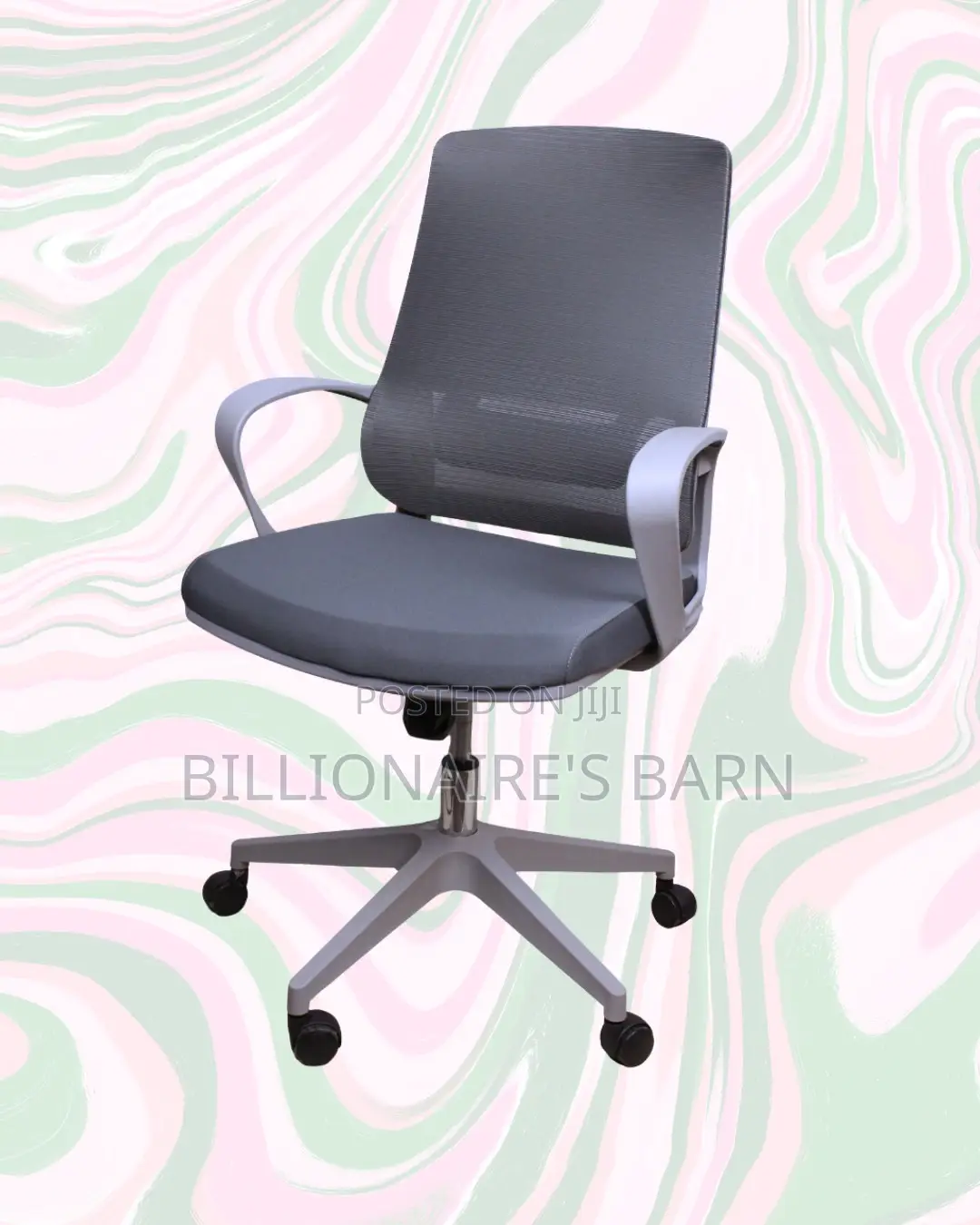 Grey Mid-Back Mesh Office Chair • Space-Saving Fit