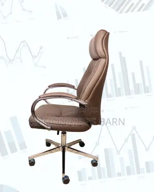 Brown High-Back Executive Leather Chair • Easy Adjustments.