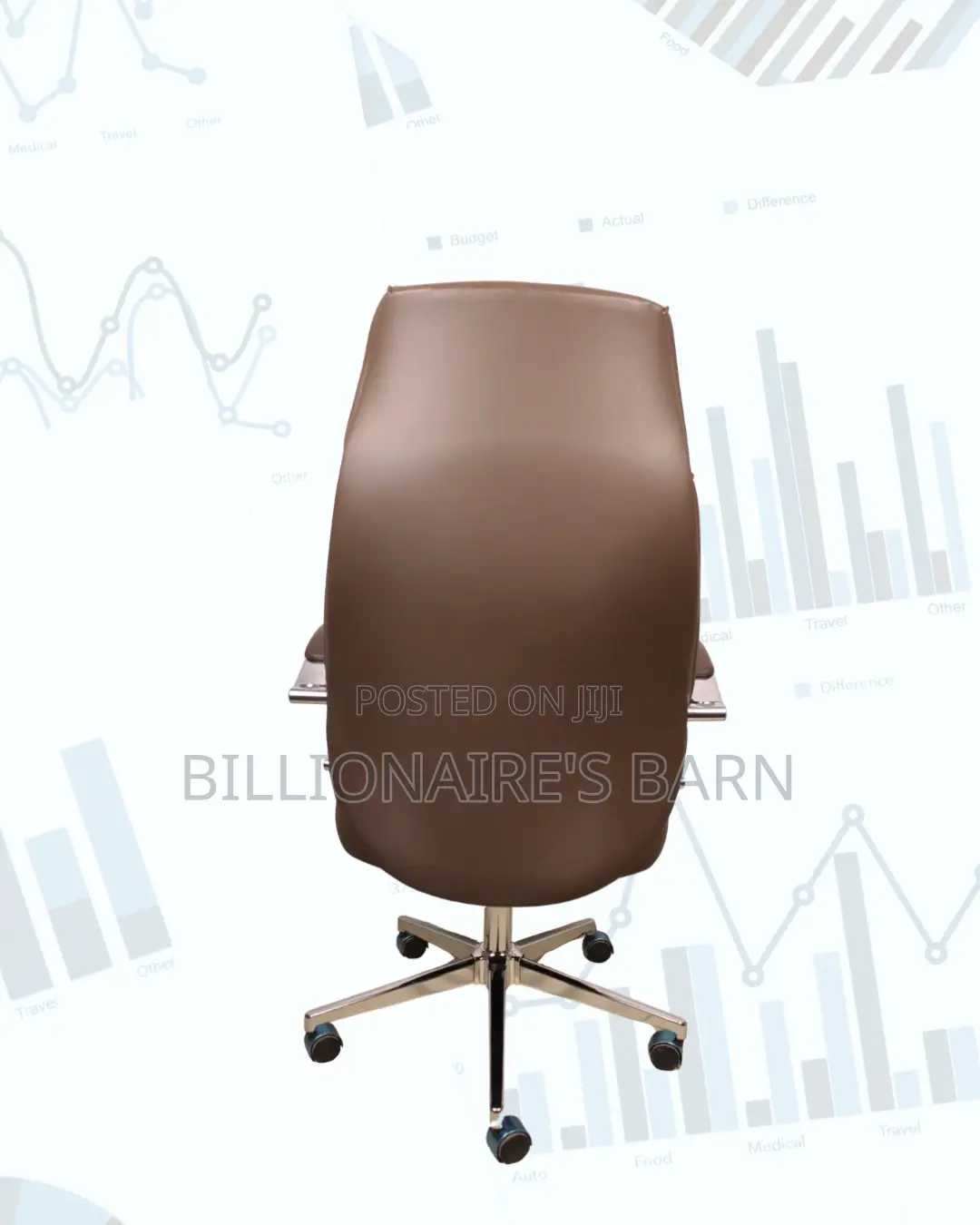 Brown High-Back Executive Leather Chair • Easy Adjustments.