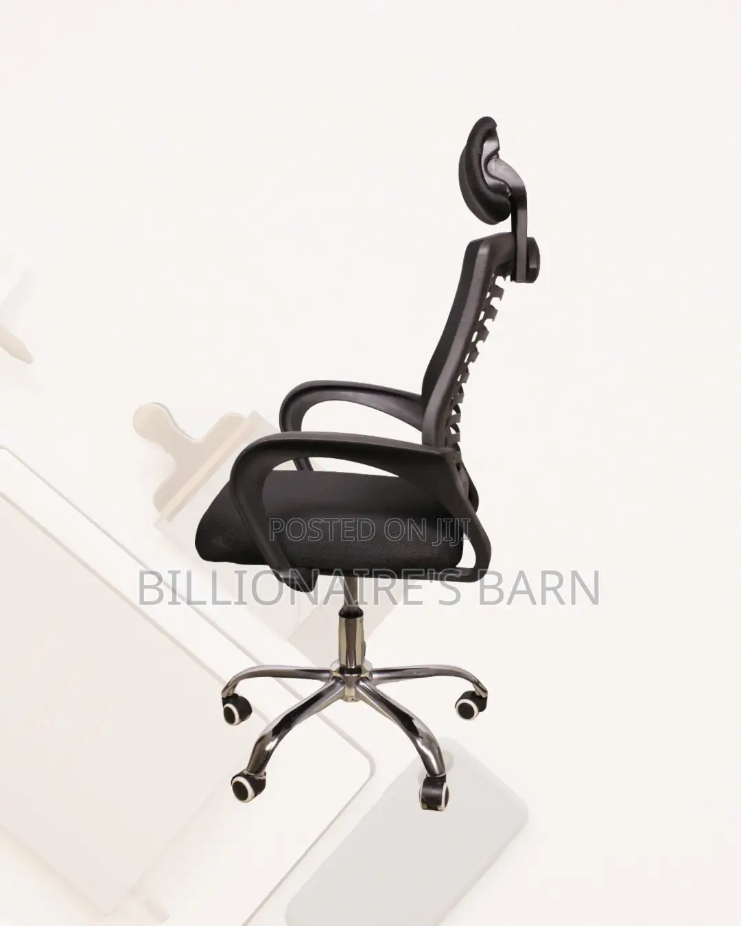 Secretarial Work Chair With Mesh Back — Posture Support, Headrest