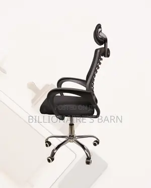 Secretarial Work Chair With Mesh Back — Posture Support, Headrest