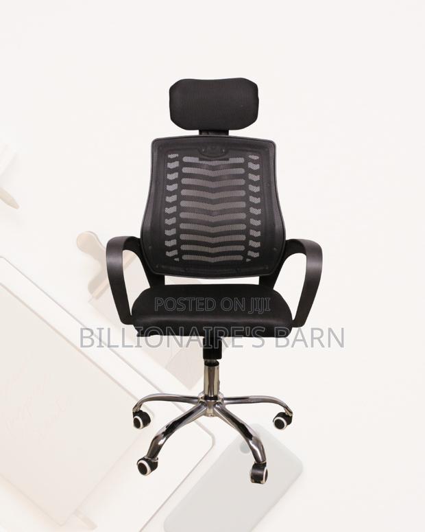 Secretarial Work Chair With Mesh Back — Posture Support, Headrest - thumbnail 3