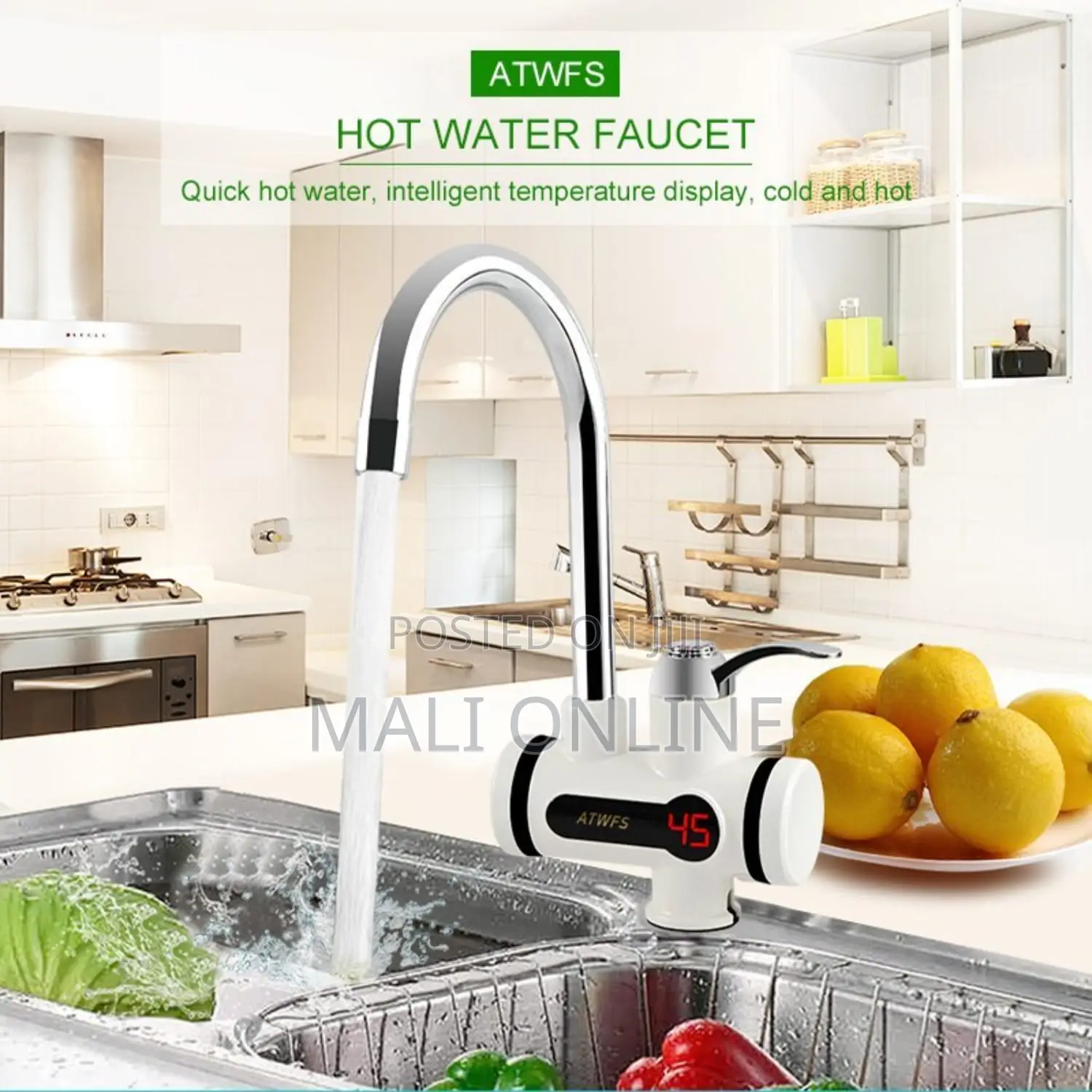 3000w Digital Tankless Instant Water Heater Faucet Hot Cold Electric
