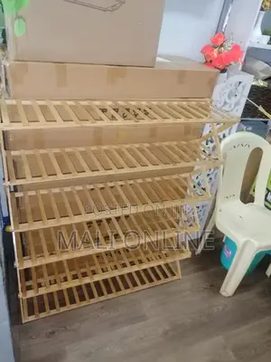 6-Tier Foldable Bamboo Shoe Rack Organizer Stand 100×100×25cm Portable