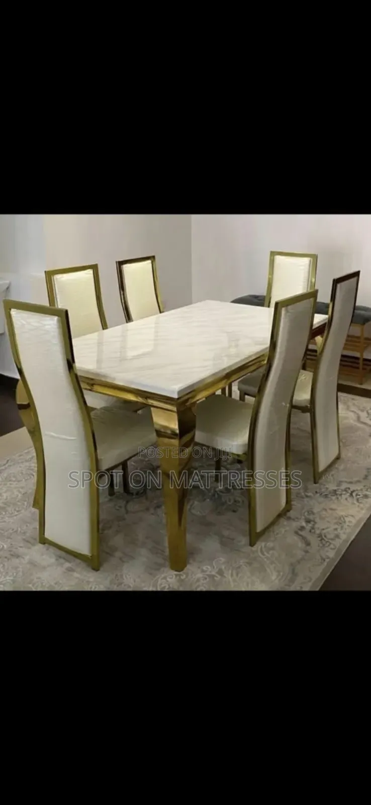 Classic 6 Seater With Marble Top Dining Table + Free Home Delivery.