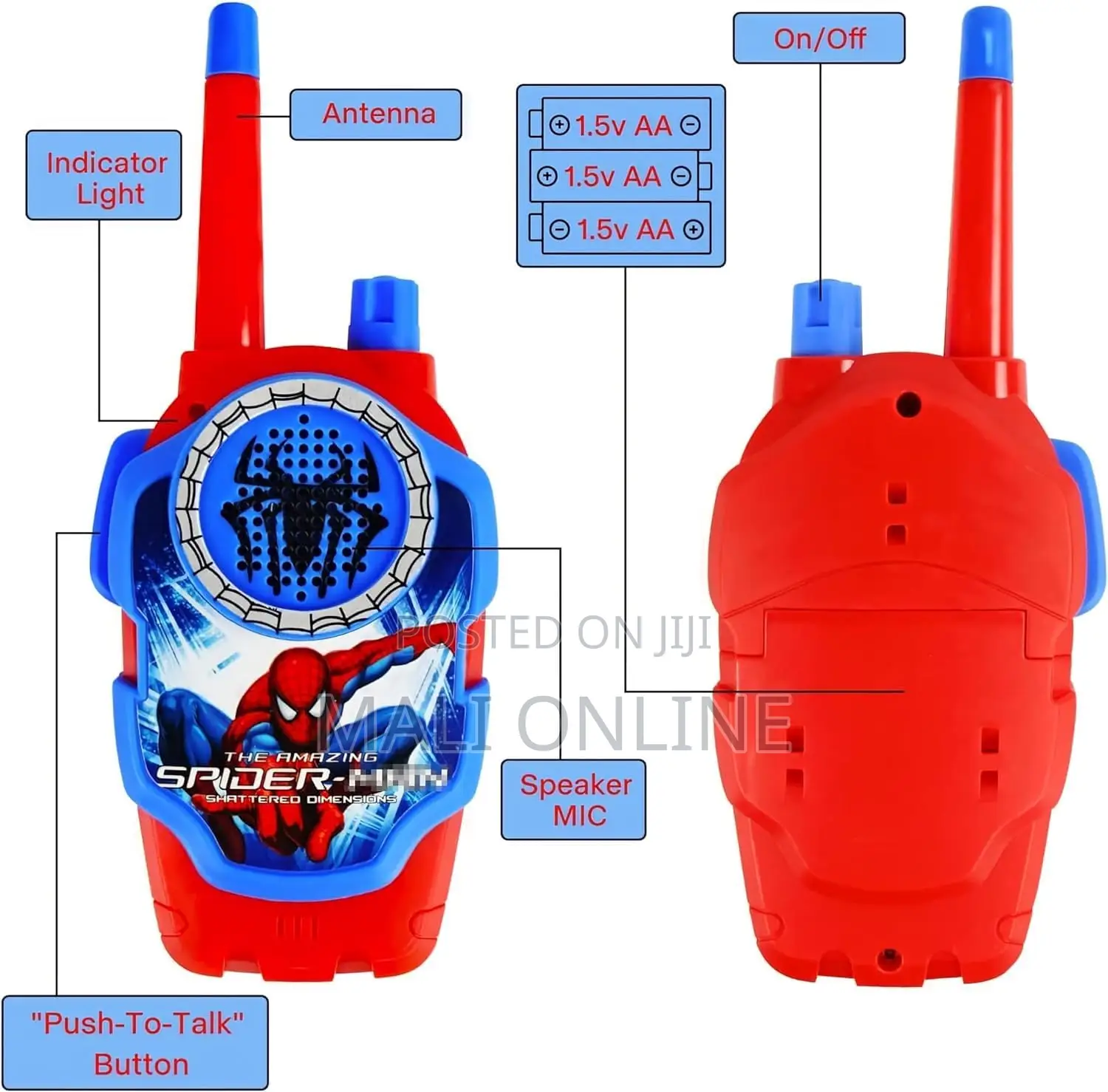 Spider-Man Electronic 2-Way Walkie Talkies for Kids Outdoor Play Toy