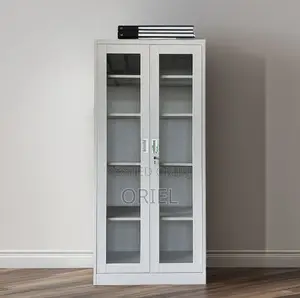 Office Cabinets; Contemporary Full Glass Double-Door Display Cabinet