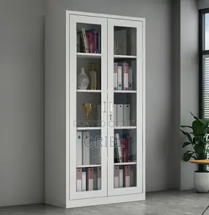 Office Cabinets; Contemporary Full Glass Double-Door Display Cabinet