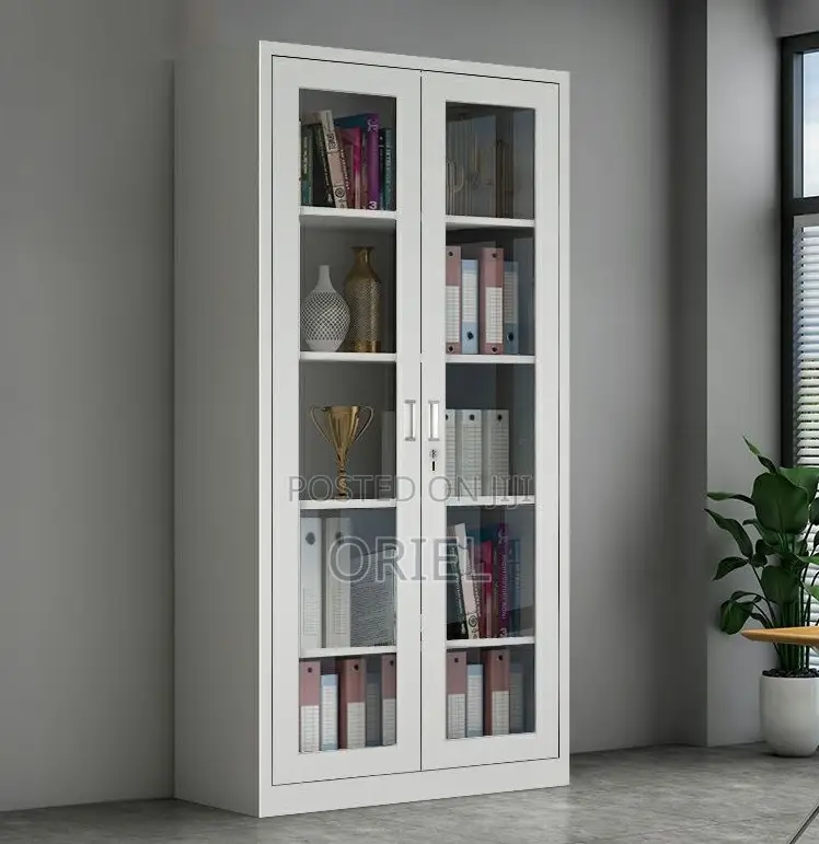 Office Cabinets; Contemporary Full Glass Double-Door Display Cabinet
