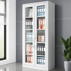 Office Cabinets; Contemporary Full Glass Double-Door Display Cabinet