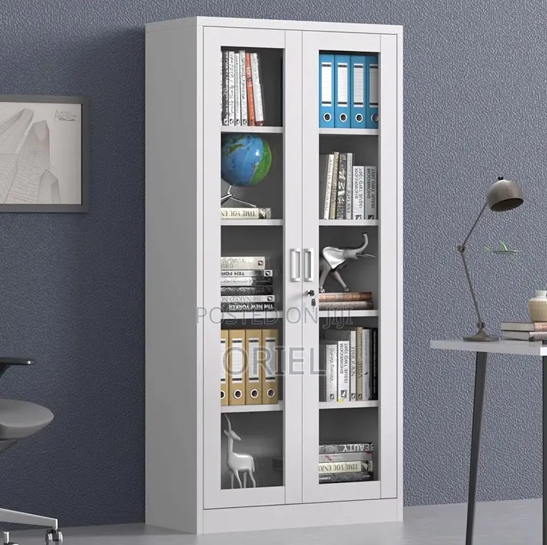Office Cabinets; Contemporary Full Glass Double-Door Display Cabinet
