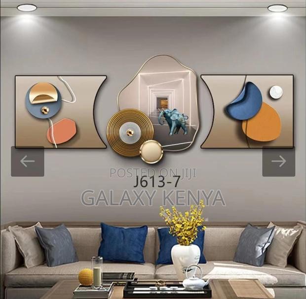 3pc 3in1 30x125cm Decor Wall Clock Elegant Wall Hanging - thumbnail 2