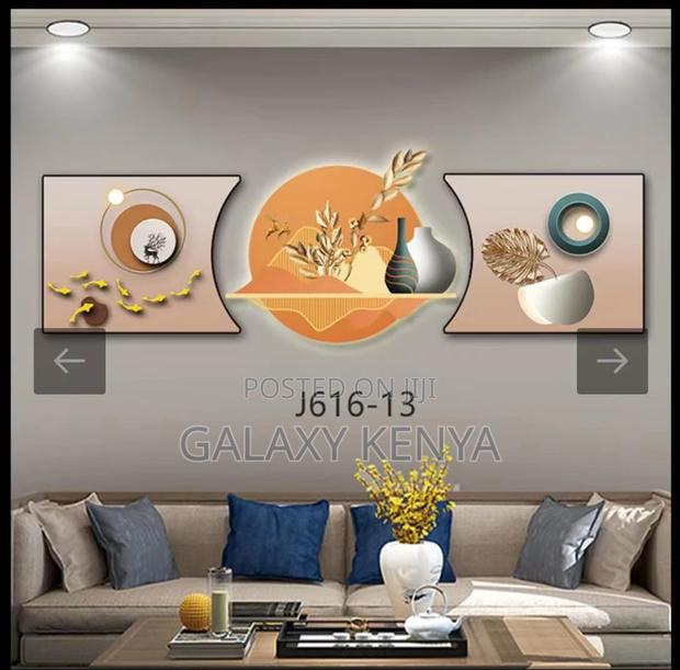 3pc 3in1 30x125cm Decor Wall Clock Elegant Wall Hanging - thumbnail 4