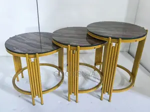 Home Table Set; Multi-purpose 3 Coffee Table Set With Marble Finish
