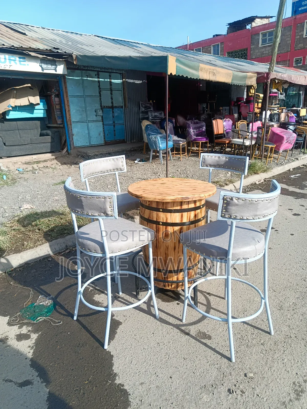 Modern Bar Chairs With a Barrel Table, Set 
