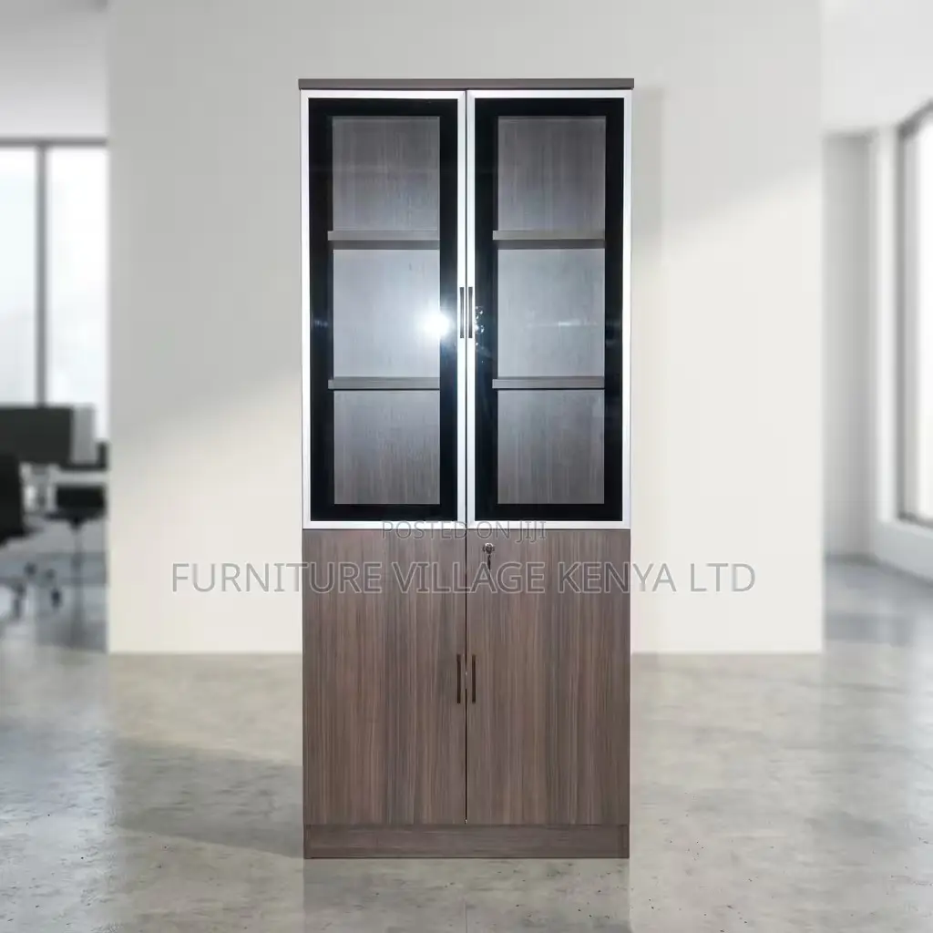 Office Cabinet; Executive Wooden Storage Cabinet With Glass Doors