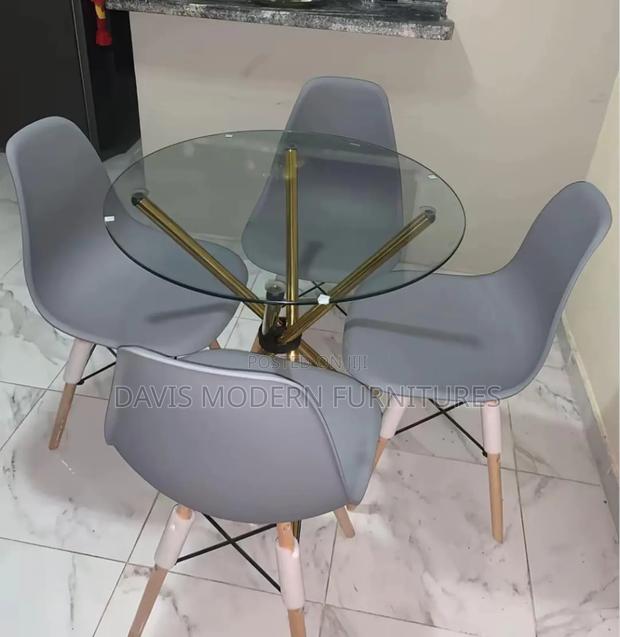 Modern Round Glass Dining Table - main view