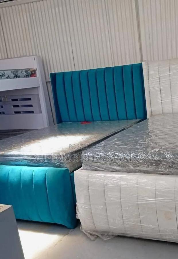 Teal Channel-Tufted Bed Size 5 by 6 - main view