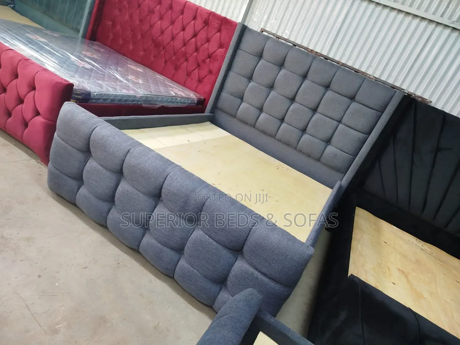 Grey Glossy Ready Made Bed Size 5 by 6
