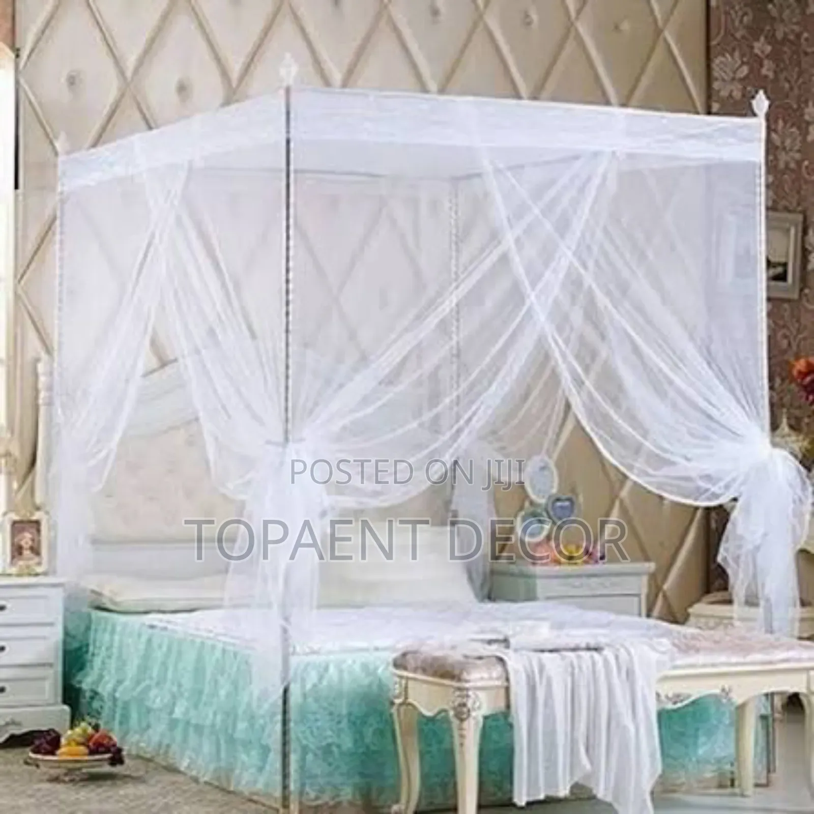 Easy To Assemble 4 Stand White Bed Mosquito Nets