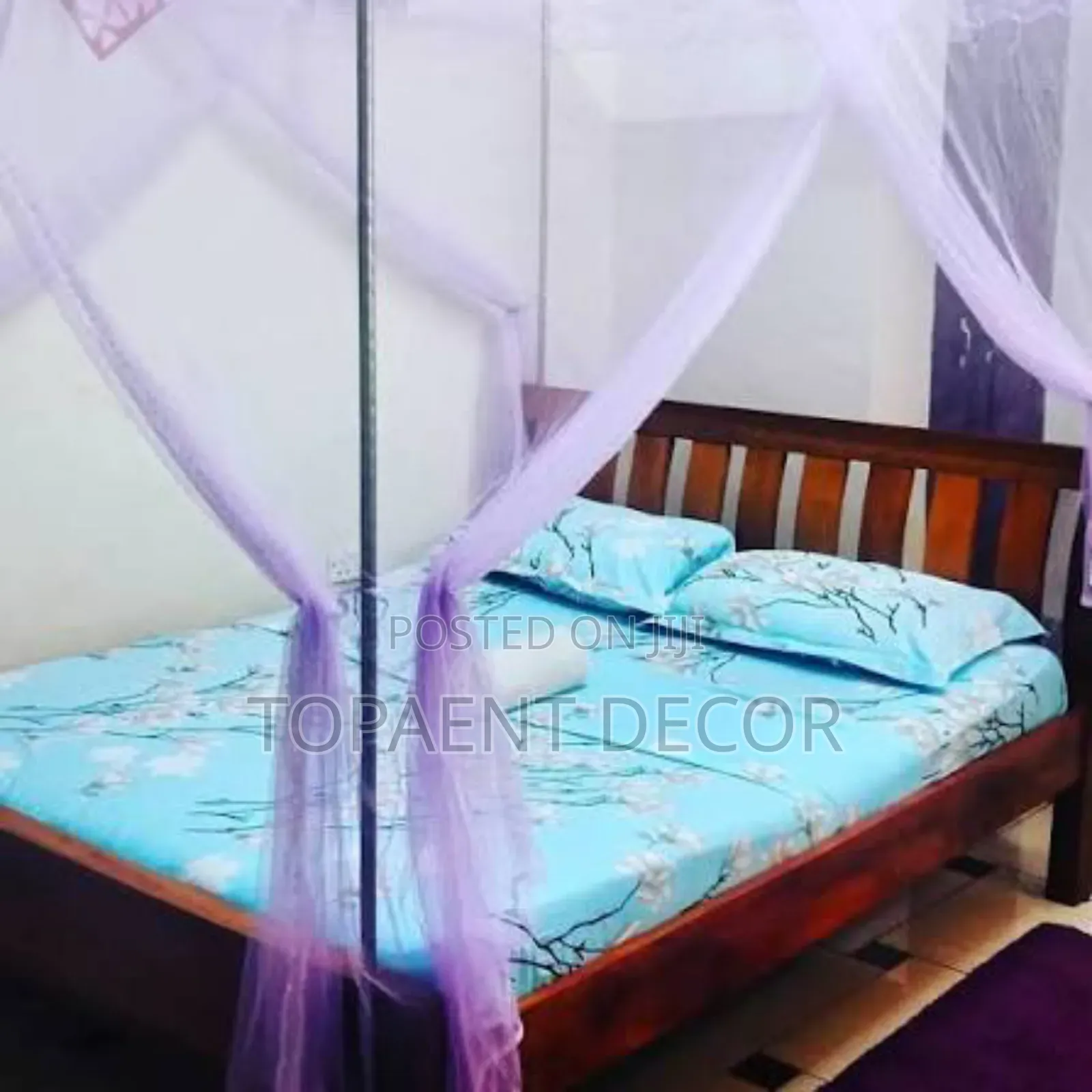 Purple Kids Bed 4 Stand Mosquito Net