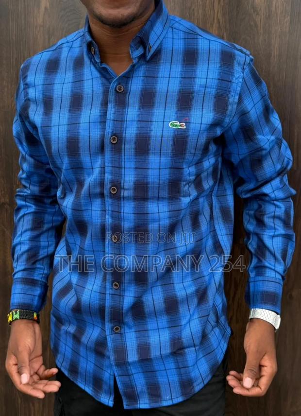 Quality Casual Cotton Checked Men Collar Long-Sleeved Shirts - thumbnail 2