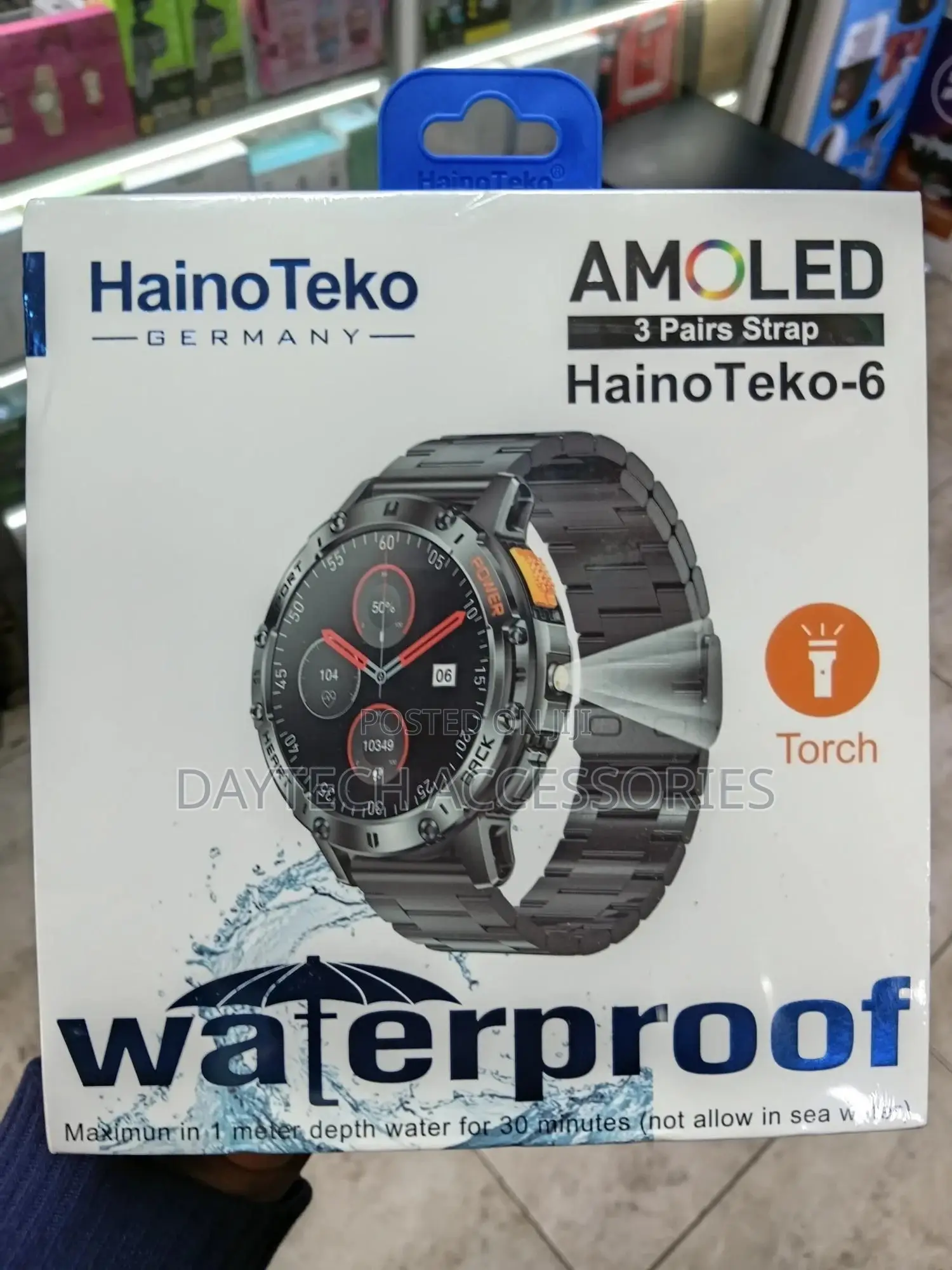Haino Teko-6 Amoled Waterproof Smart Watch Bt Call,3pairs Strap,Torch