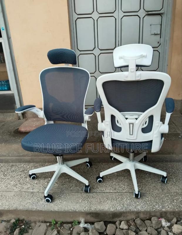 White Office Chair With Headrest - main view