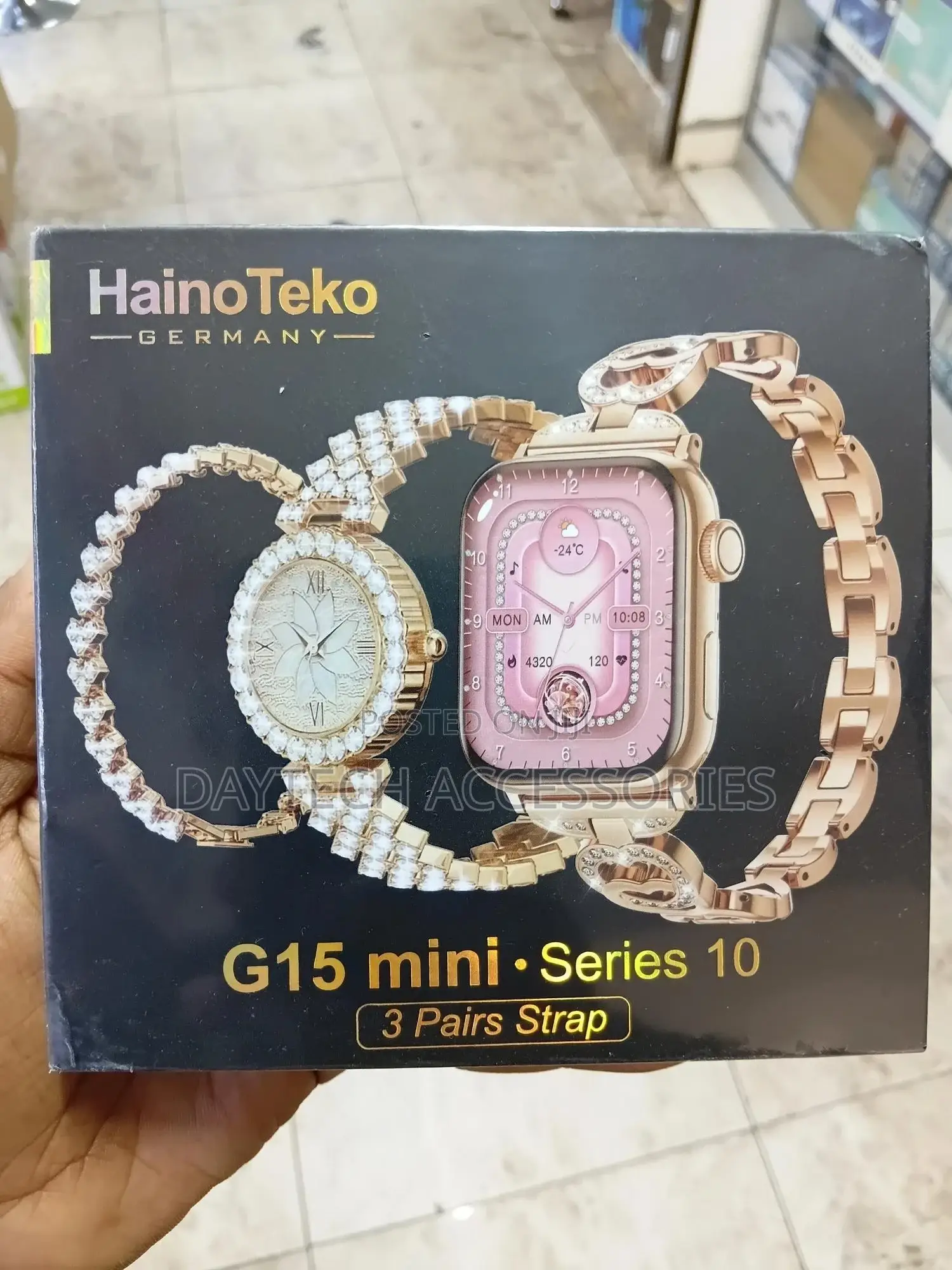 Hainoteko G15 Mini Smart Watch Series 10 Stylish Combo With 3 Straps.