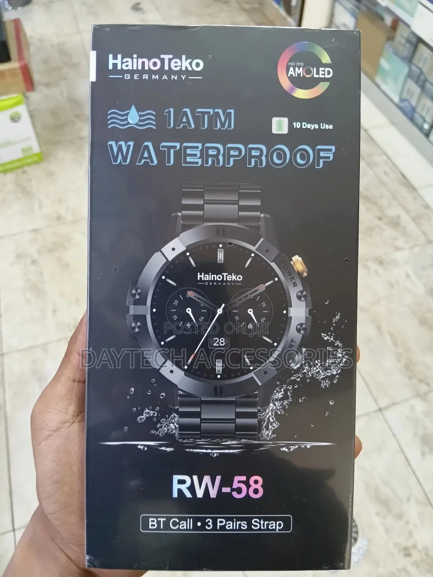 Hainoteko Rw58 Round Smart Watch With 3 Set Strap